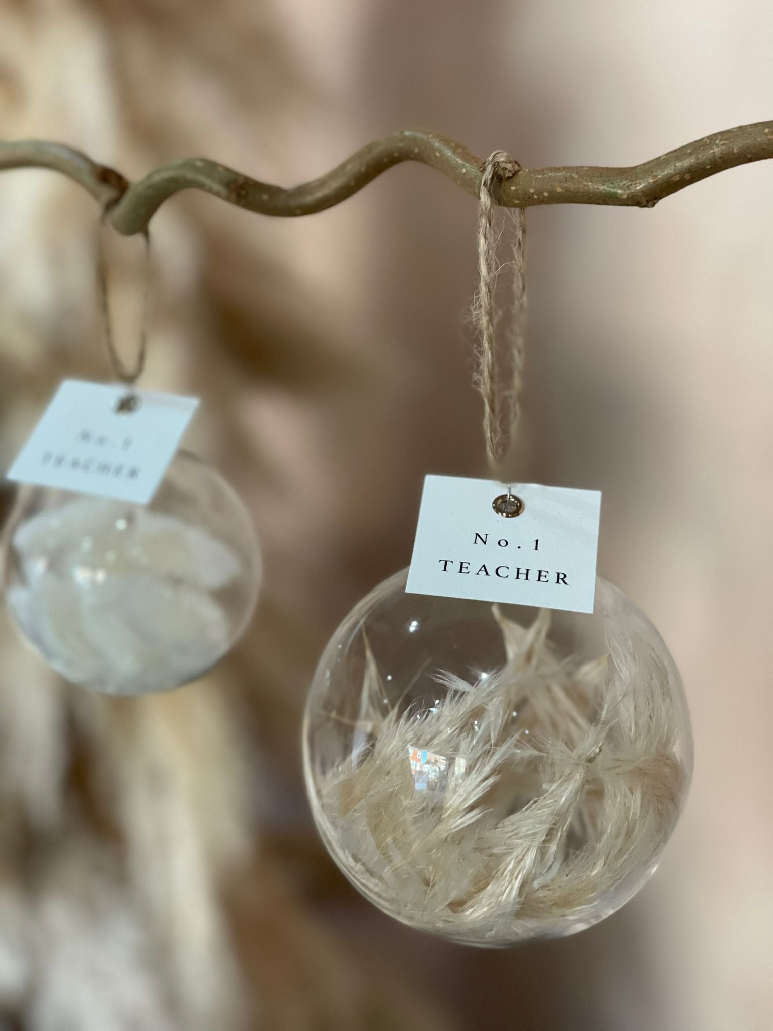 Medium Dried Floral Bauble with No.1 teacher tag