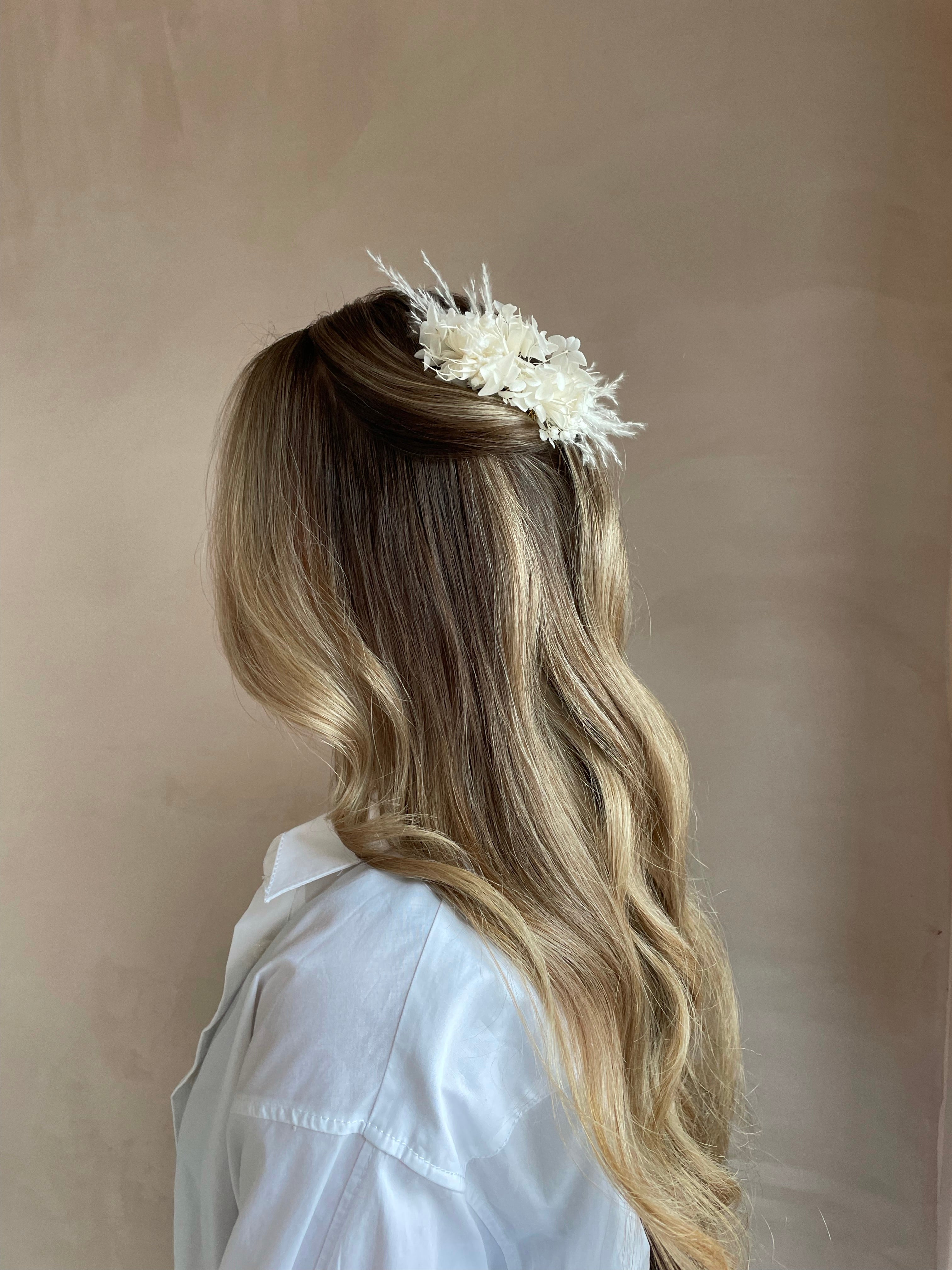 Blush & sage floral Bridal Hair Clip