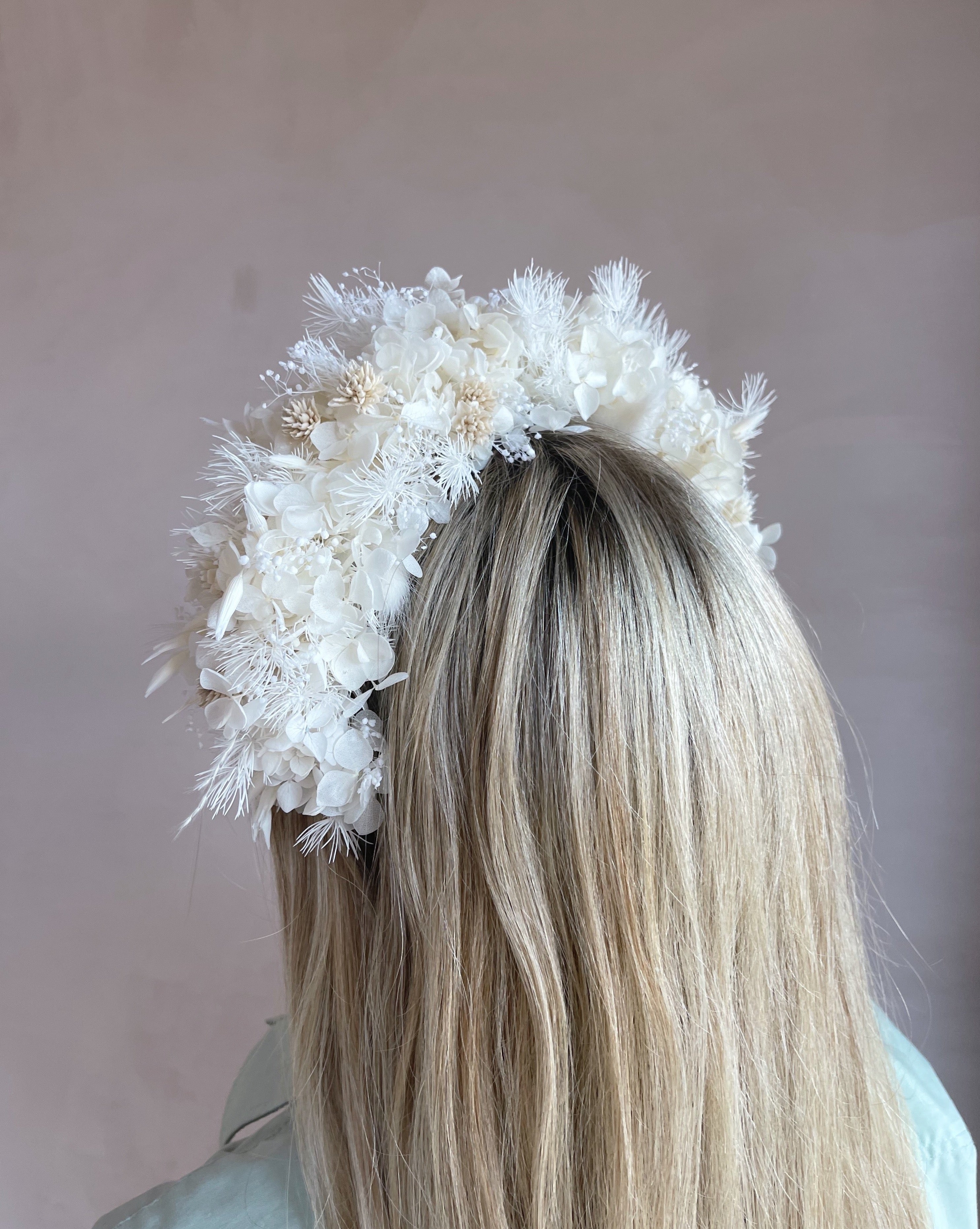 Dried Floral Crown - White
