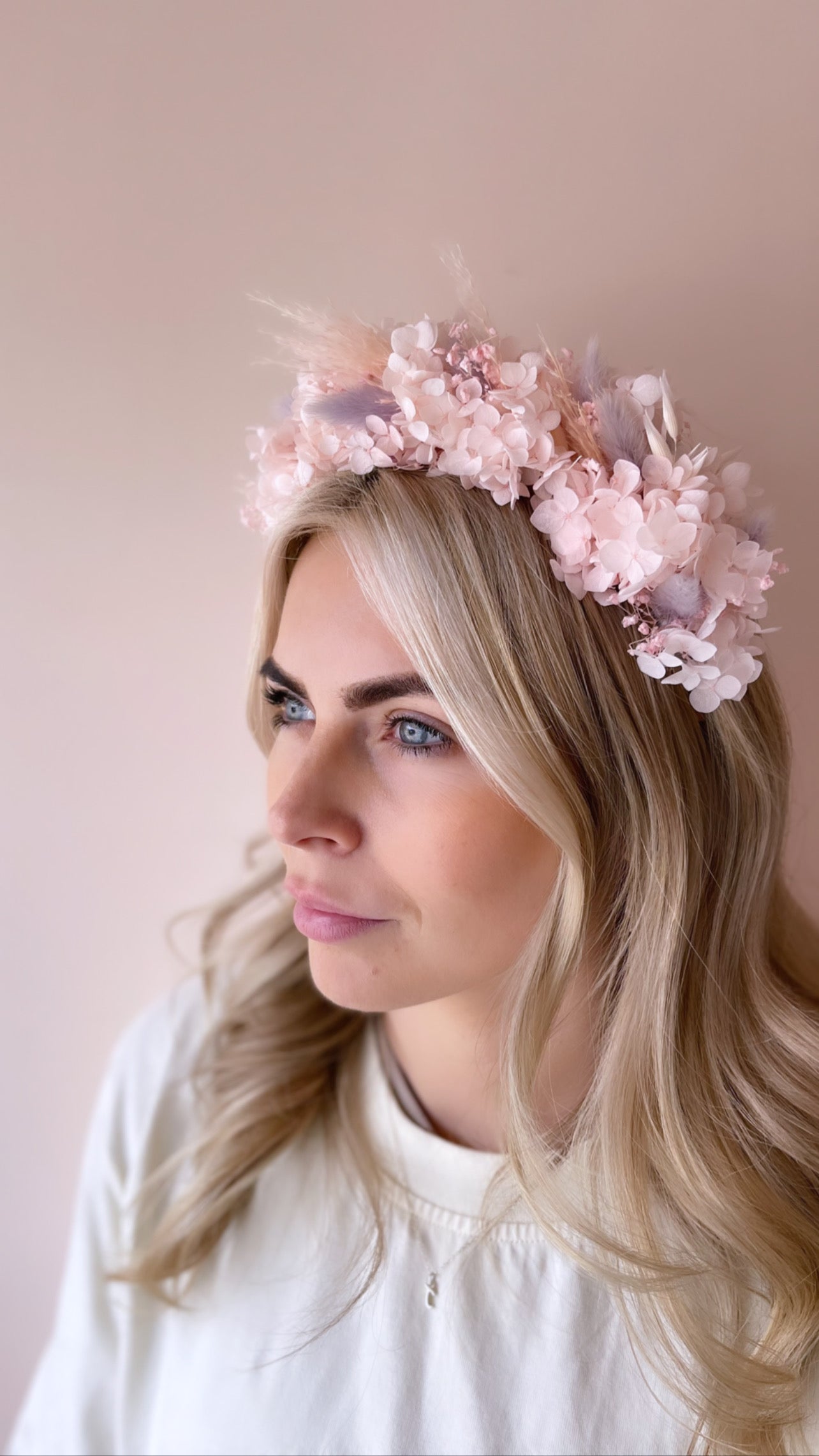 Dried Floral Crown - White